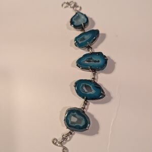 Blue Agate Link Bracelet - Women Jewelry